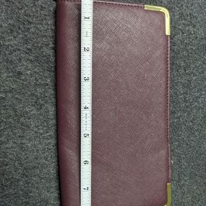 Women's Burgundy Clutch with Gold Corner Accents